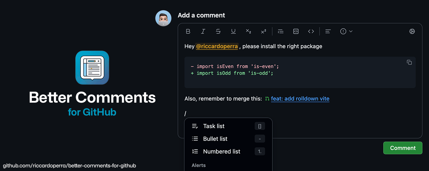 Better Comments for GitHub gallery image
