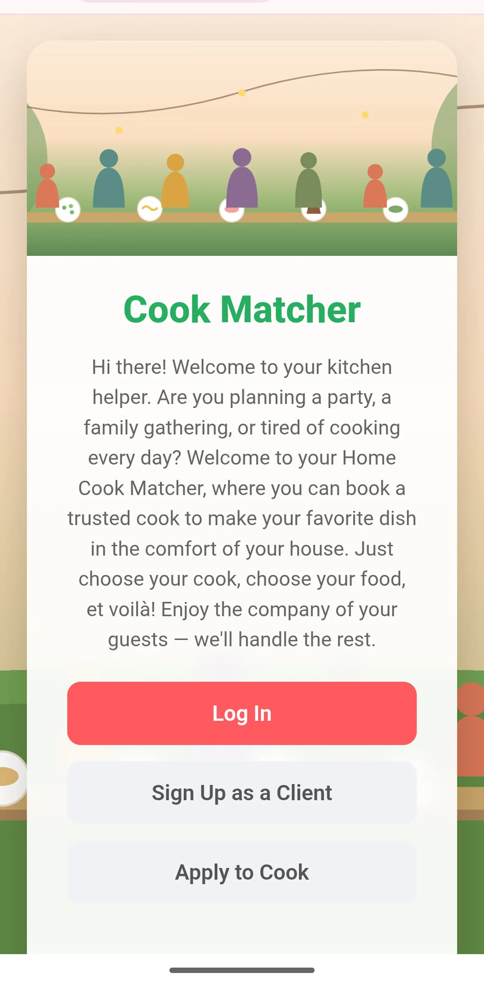 Home cook matcher  screenshot 1