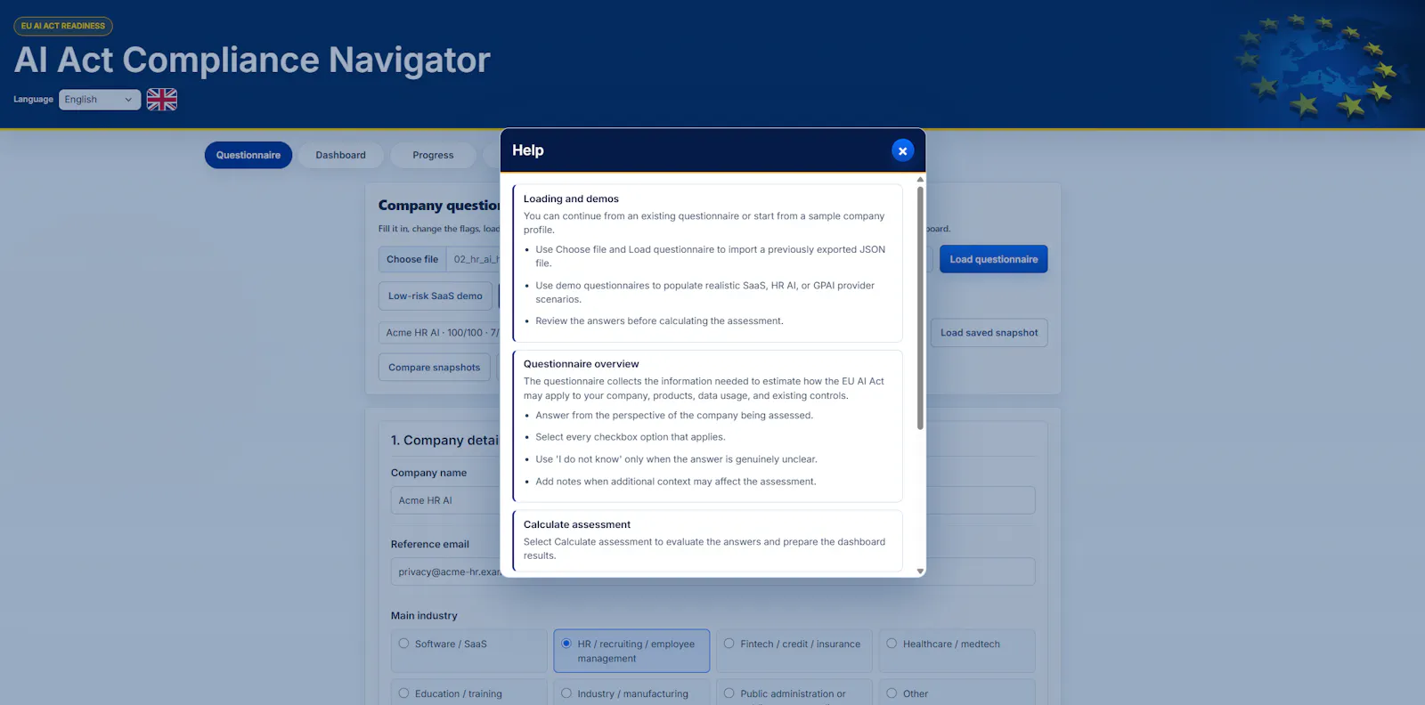 AI Act Compliance Navigator screenshot 3