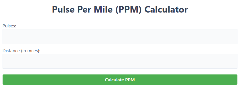 Pulse Per Mile (PPM) Calculator