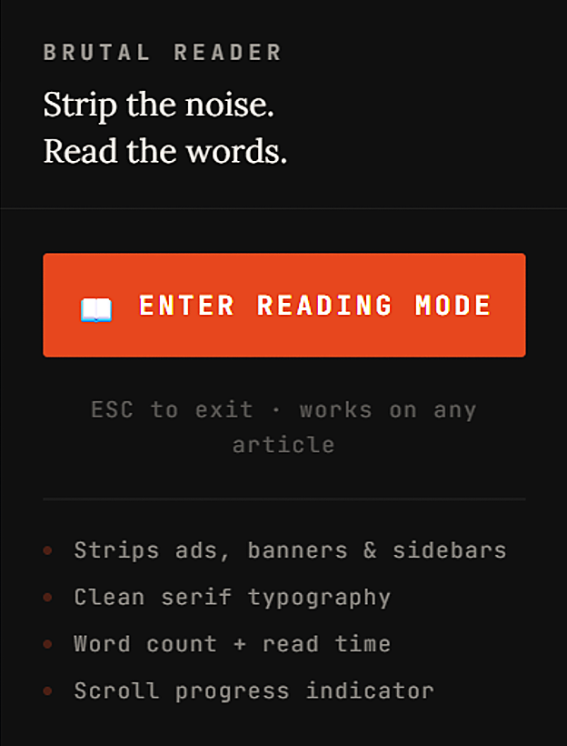Brutal Reader - Screenshot 2 showing product features and functionality