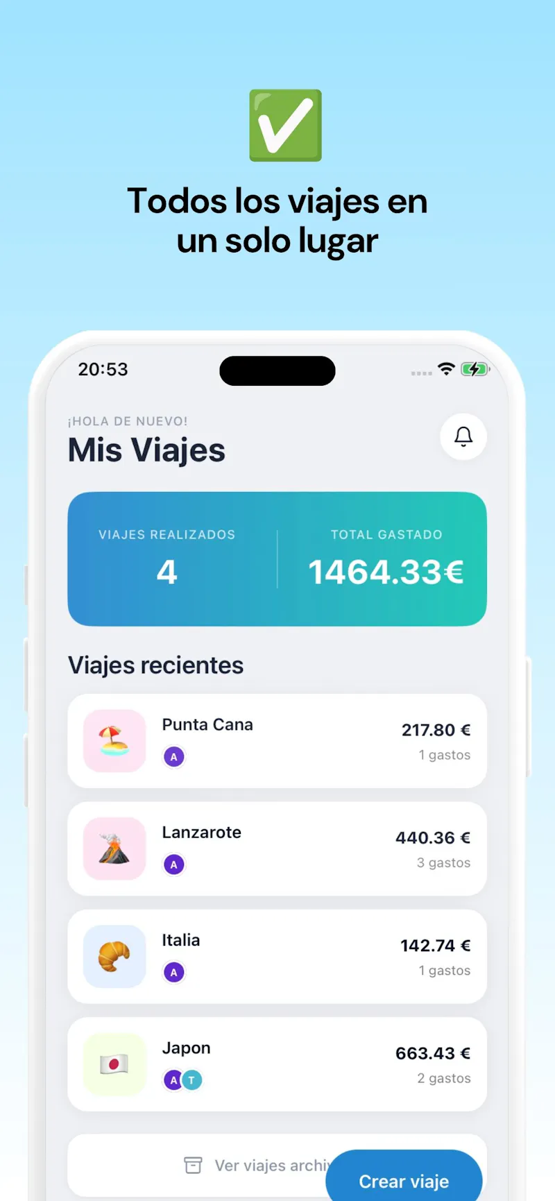 VayGo — La app de gastos para viajeros screenshot 1