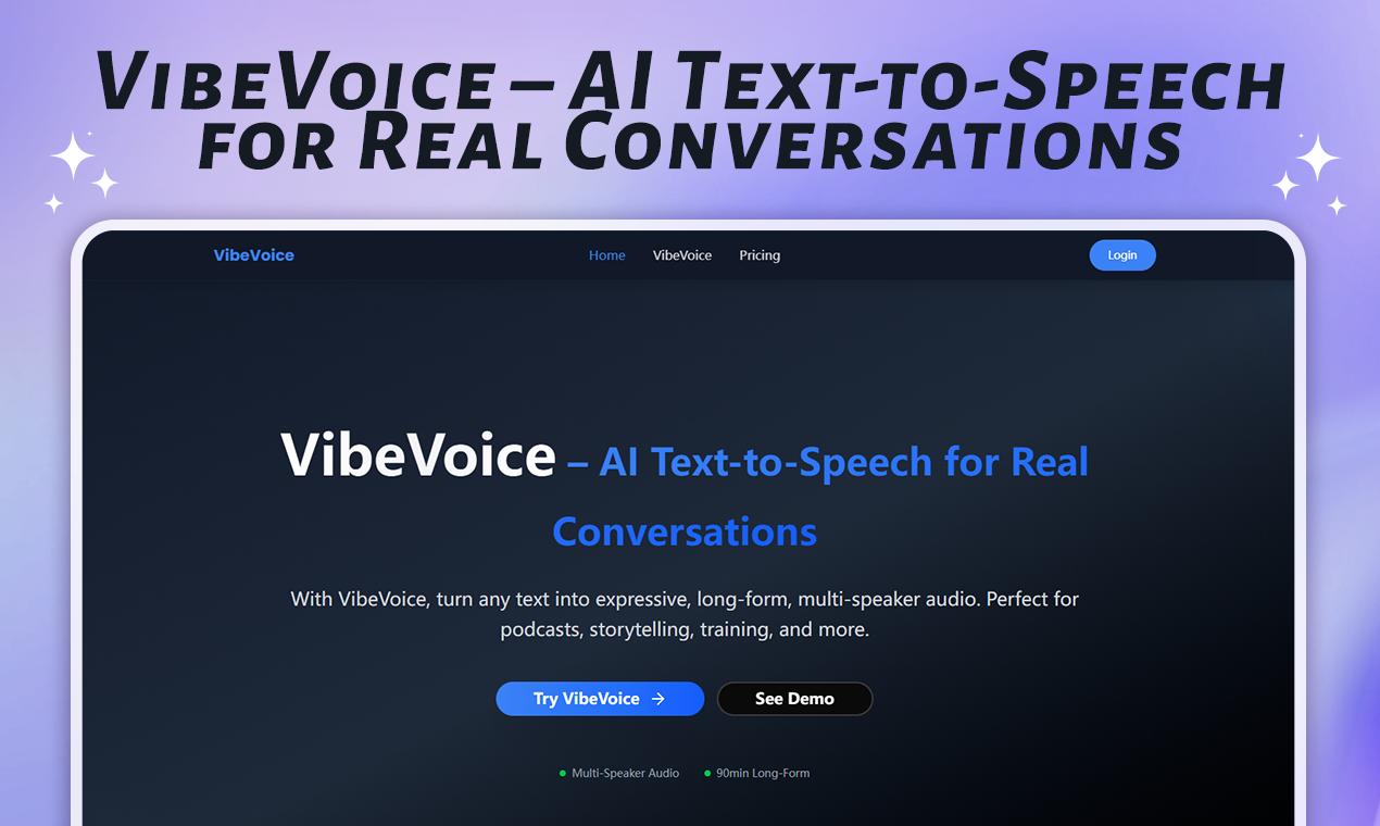Vibevoice ai - Trasforma il testo in audio naturale e multi-altoparlante all'istante media 1
