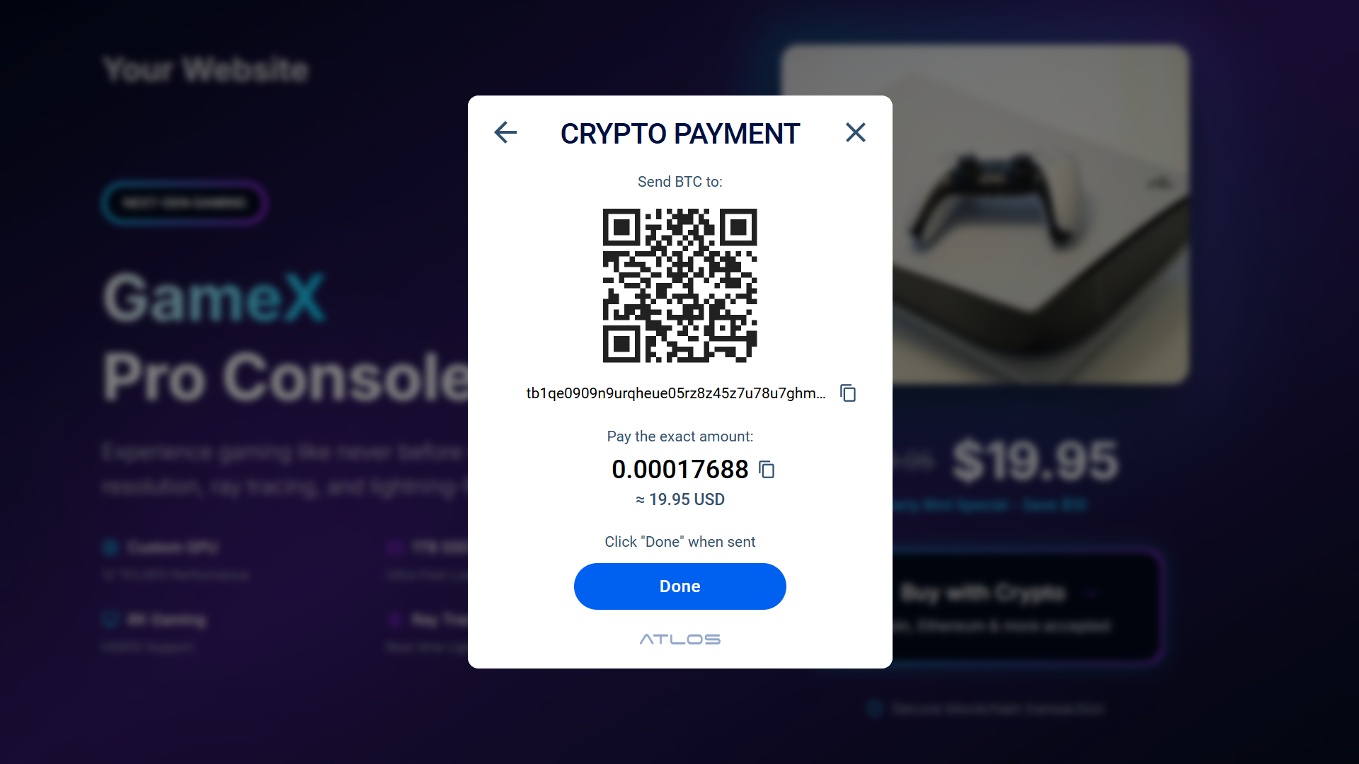 Atlos Crypto Payment Gateway - Ricevi pagamenti direttamente sul tuo portafoglio: nessun fondi congelati media 4