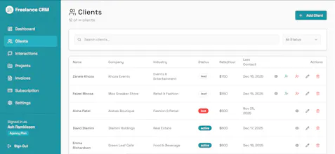 Freelance CRM gallery image