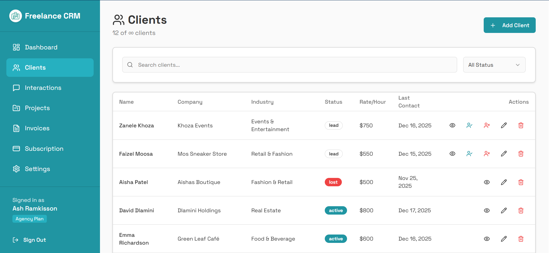 Freelance CRM - Screenshot 3 showing product features and functionality