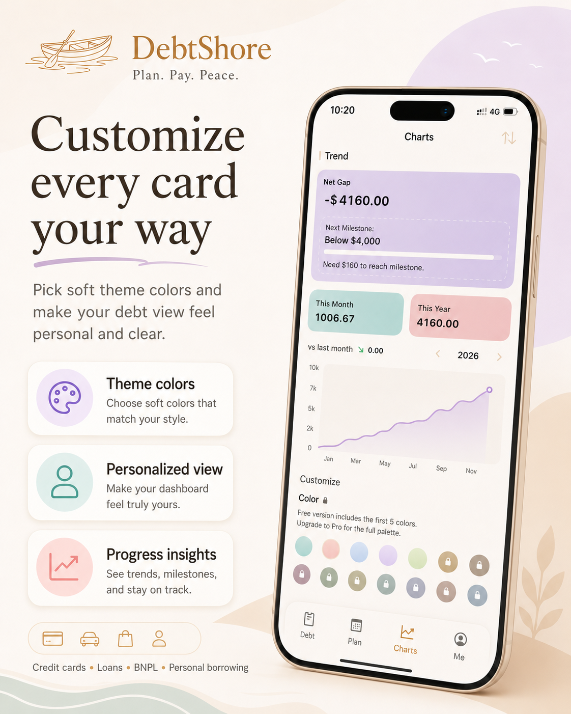 Meet Debtshore—a calm debt tracking app gallery image