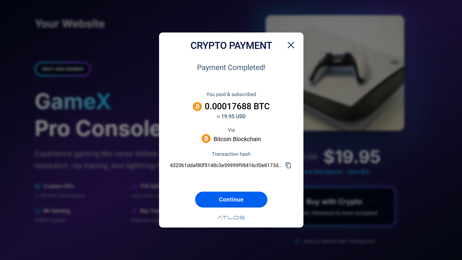 Atlos Crypto Payment Gateway - Ricevi pagamenti direttamente sul tuo portafoglio: nessun fondi congelati media 6