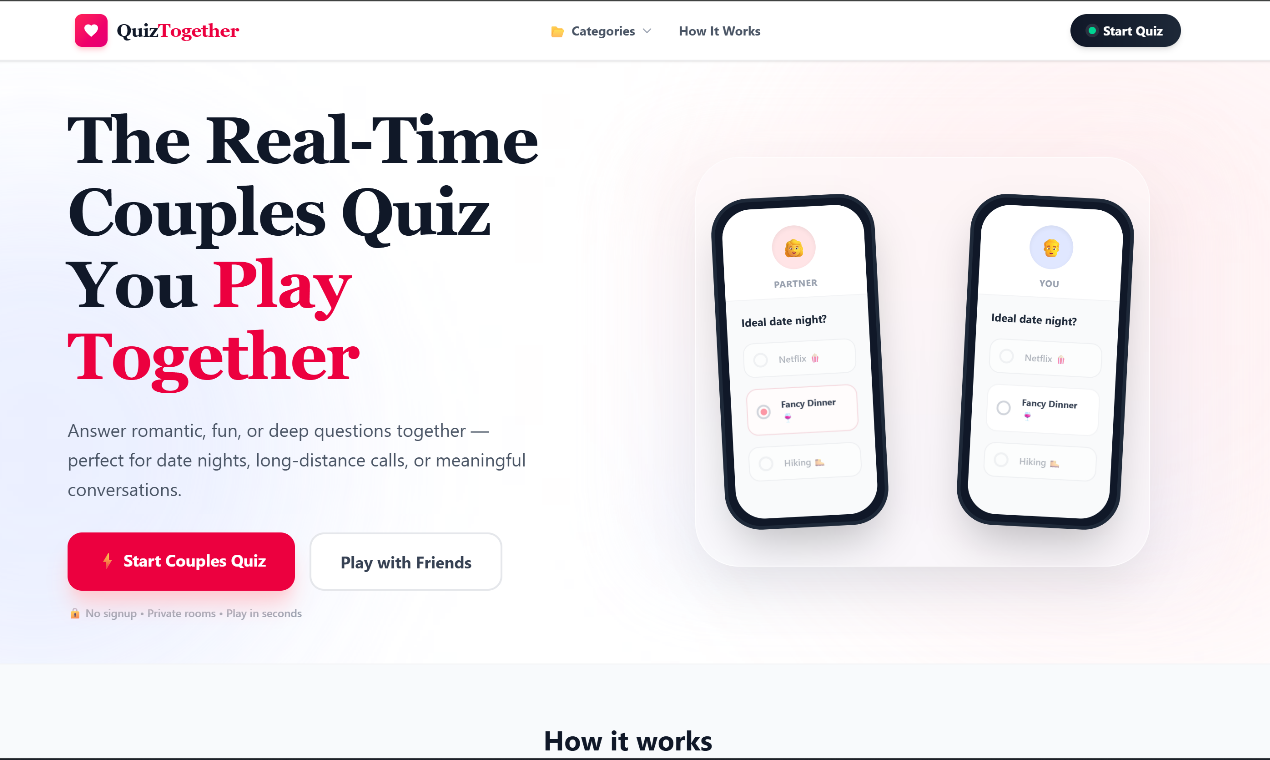 Quiz Together - Main product screenshot demonstrating key features and user interface