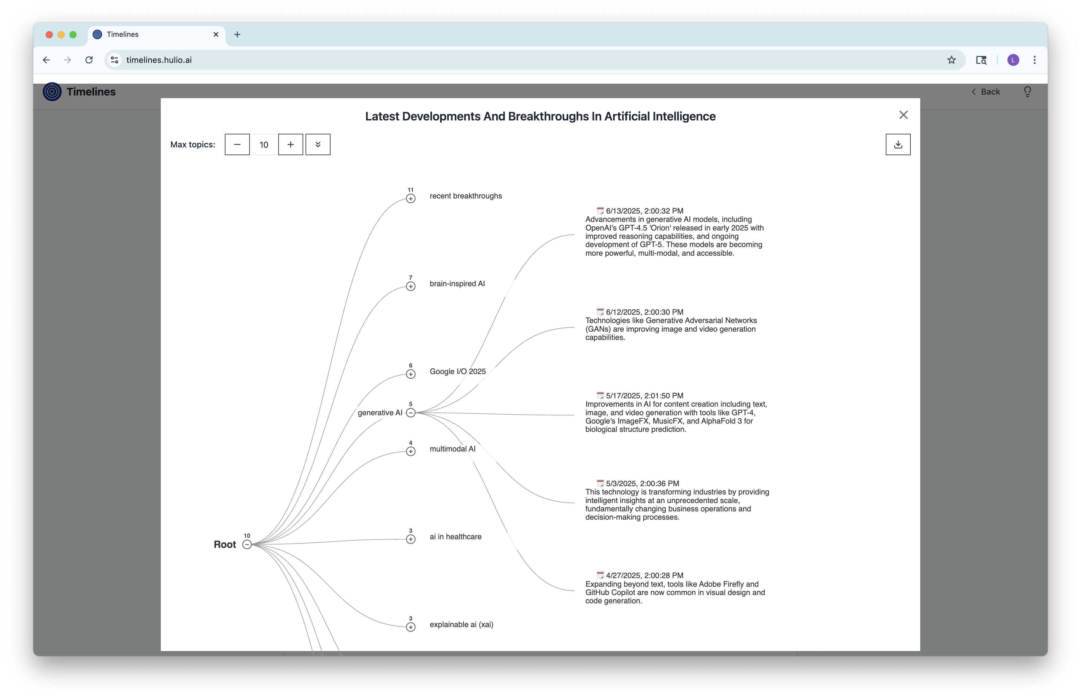 Timelines - For continuous research and information exploration media 4