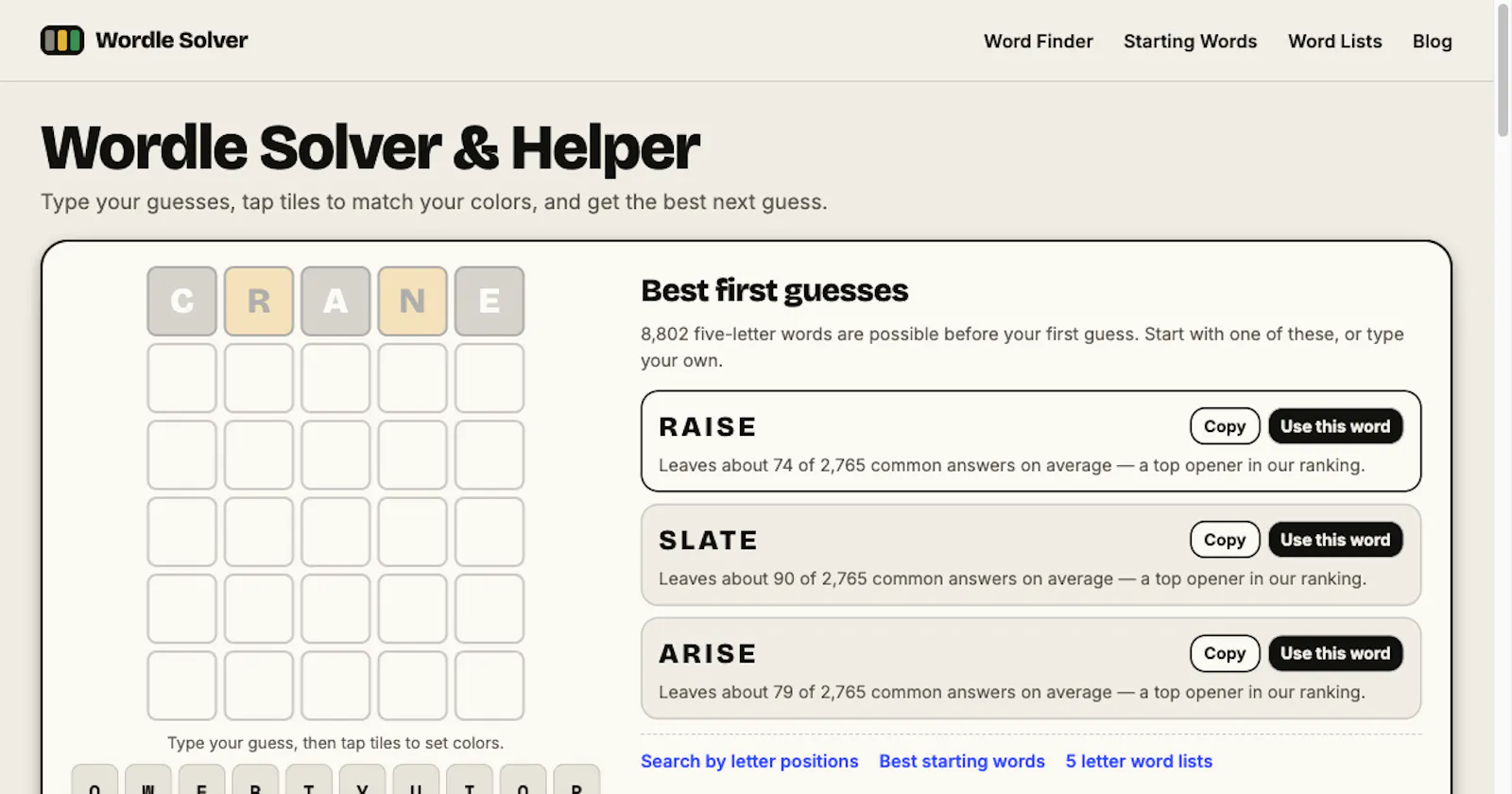 Wordle Solver screenshot 1