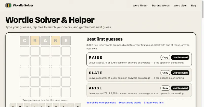 Wordle Solver screenshot 1