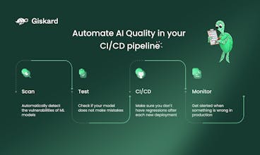 Machine Learning（ML）とLarge Language Model（LLM）のテストにおける究極の解決策であるGiskardを示す画像。