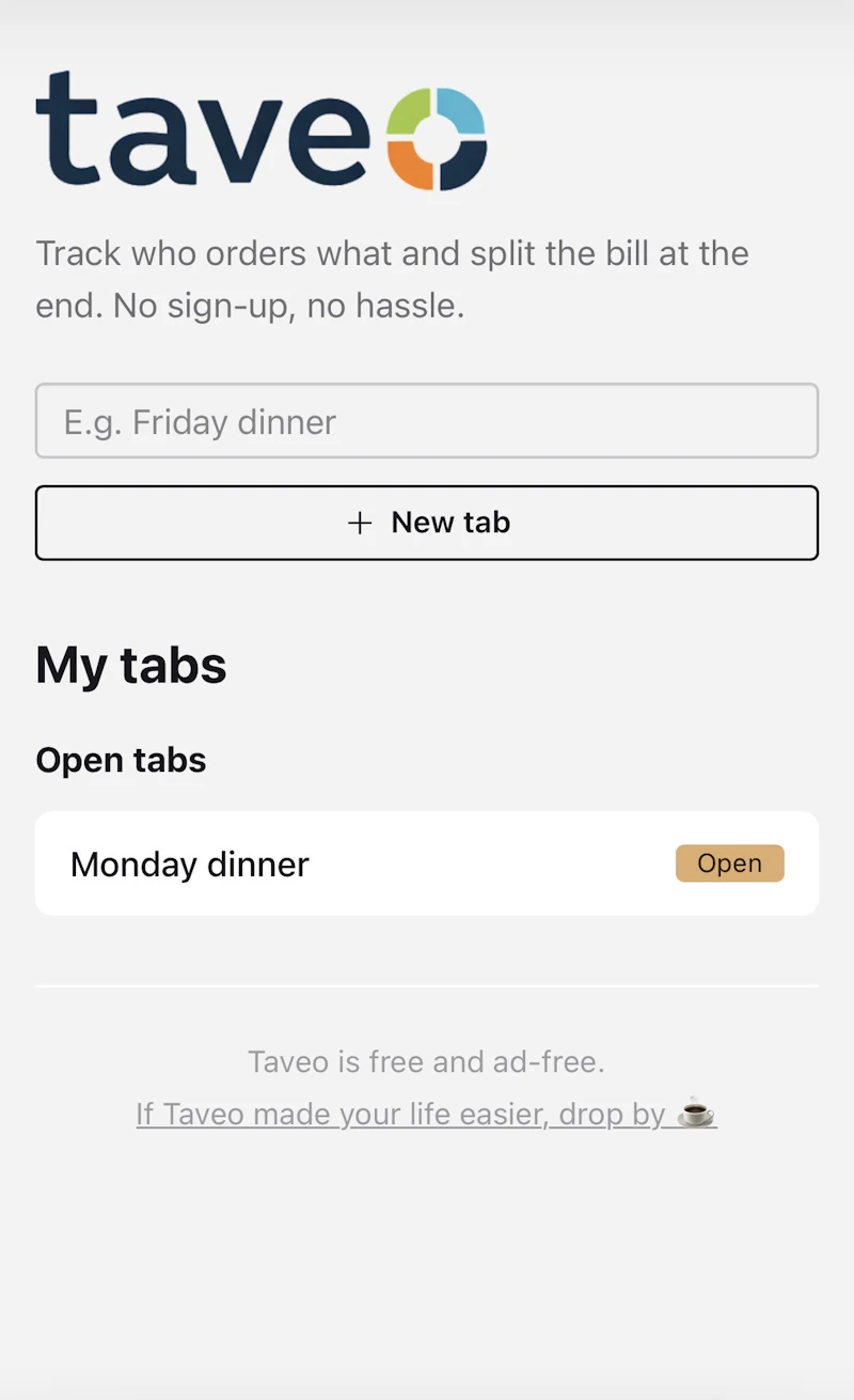 Taveo — Split the bill, no hassle screenshot 3