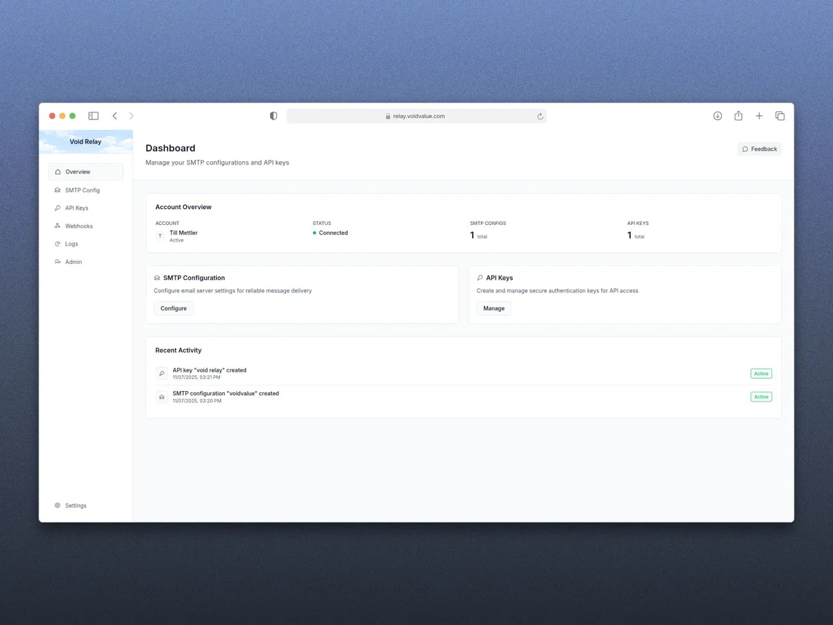 Relay: Email API with Your Own SMTP - Screenshot 2 showing product features and functionality