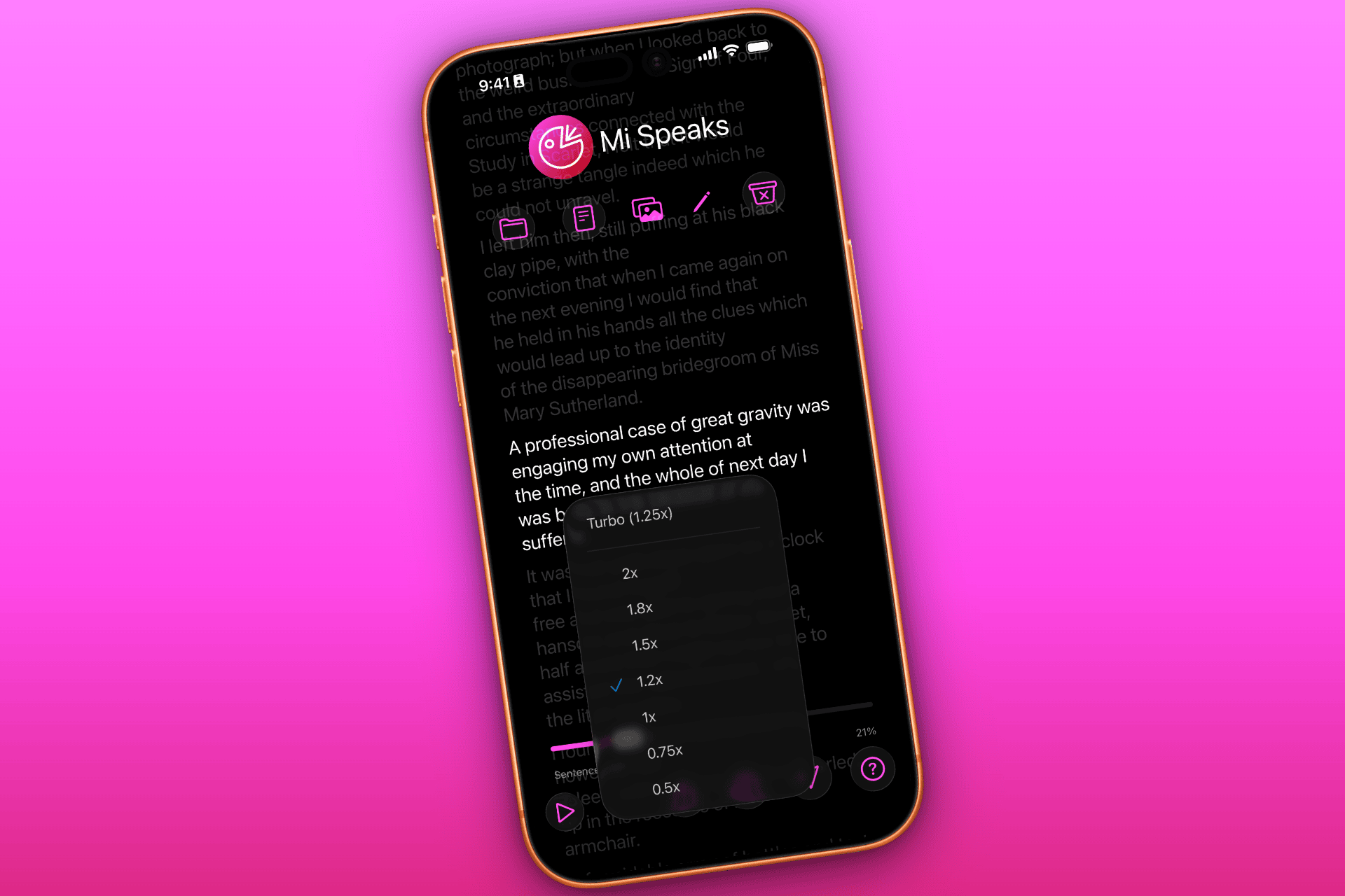 Mi Speaks - Screenshot 4 showing product features and functionality