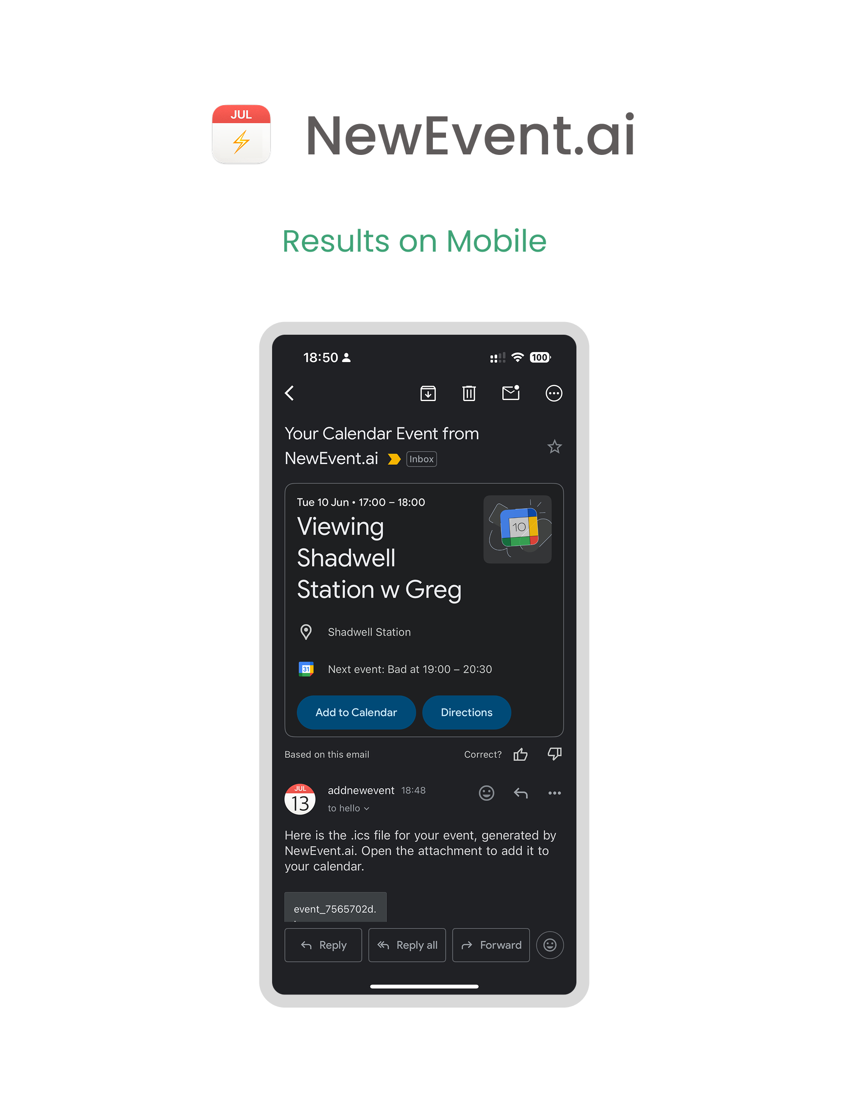 Newevent.ai 첫 번째 출시 - 스크린 샷, 텍스트에서 캘린더 이벤트를 즉시 추가하십시오 미디어 3