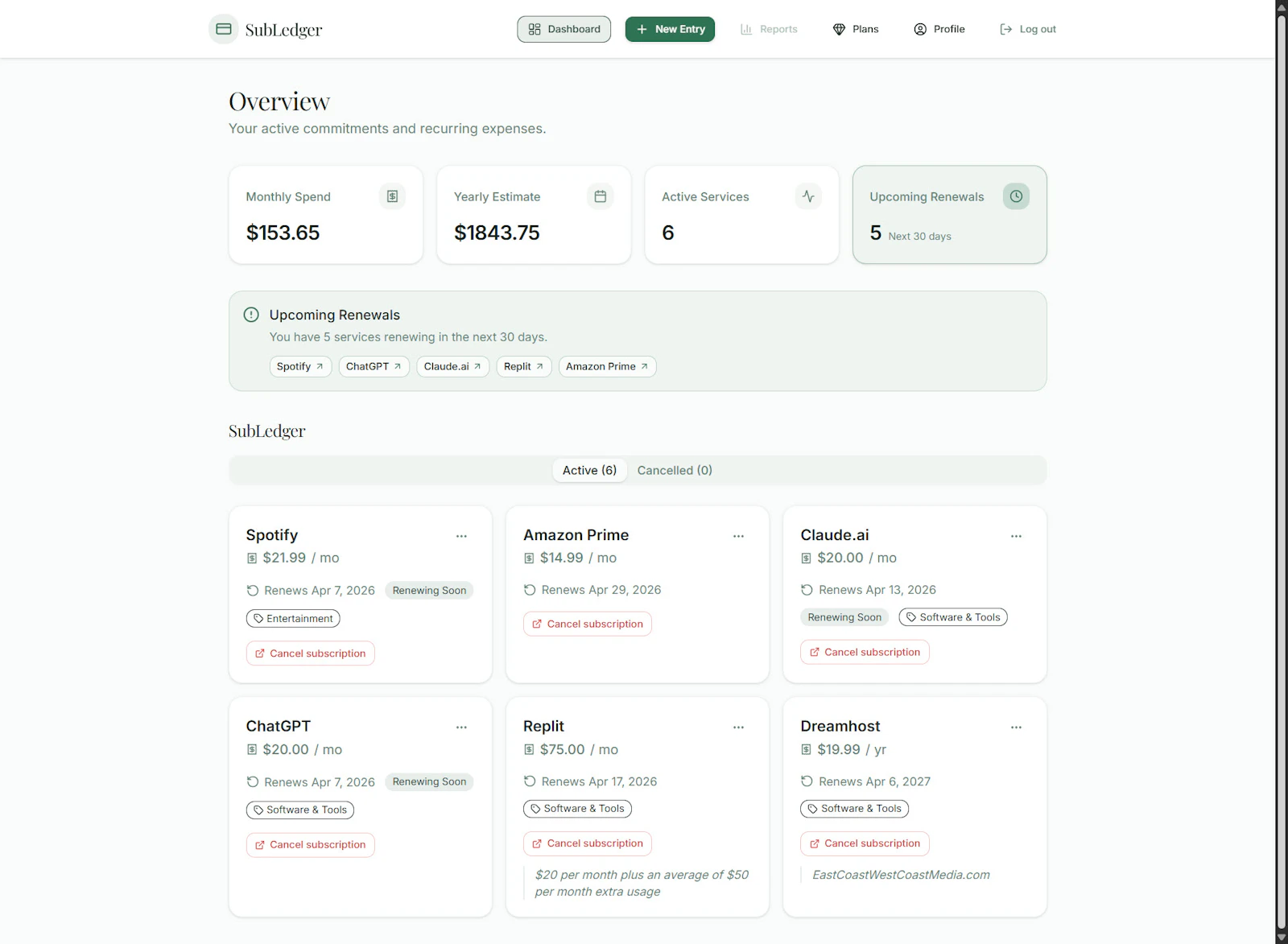 SubLedger screenshot 3