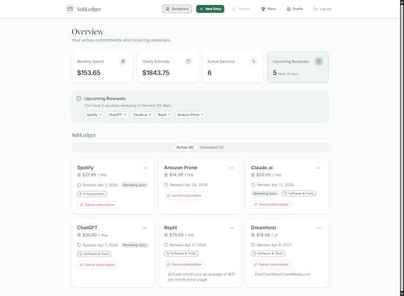 SubLedger screenshot 3