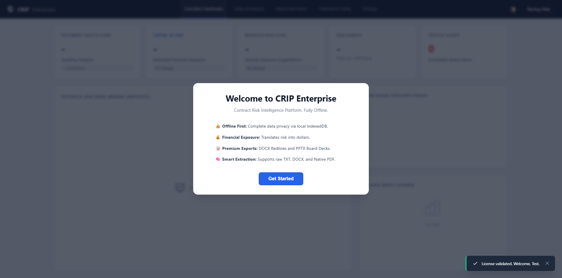 CRIP; Offline Contract Risk Intelligence - Screenshot 3 showing product features and functionality