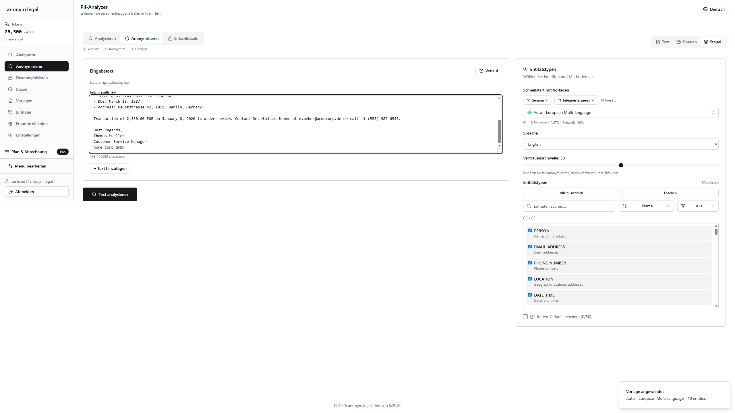 anonym.legal - Screenshot 2 showing product features and functionality