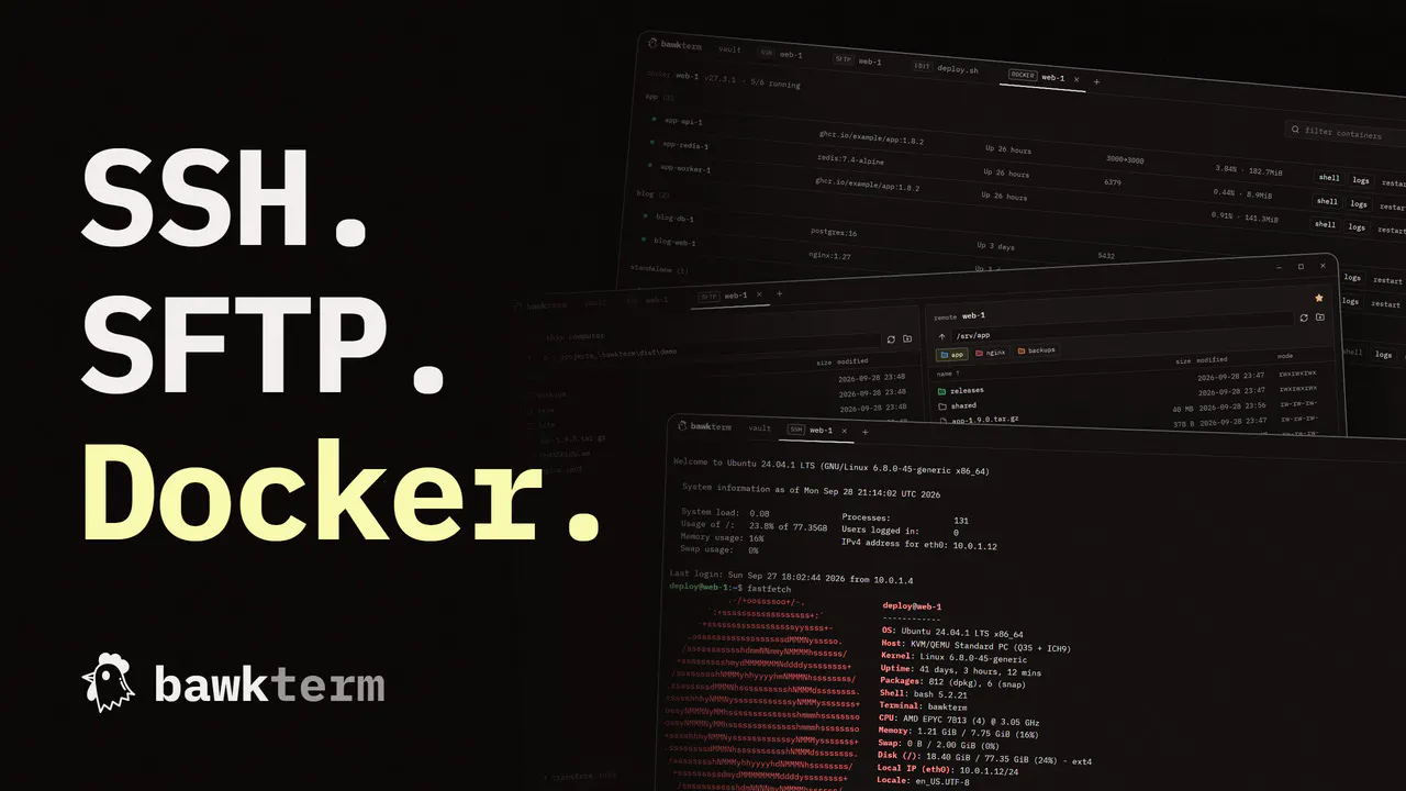 bawkterm: an open-source SSH/sFTP client gallery image