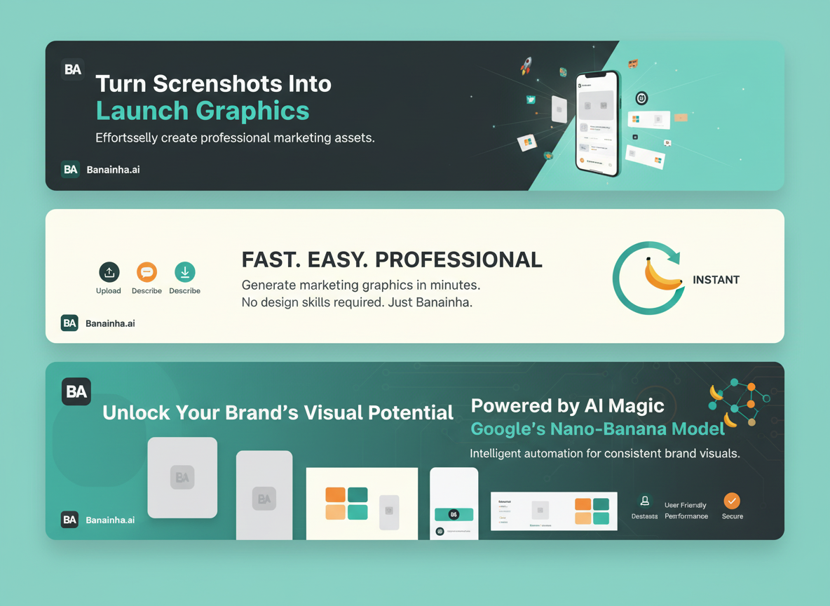 Media Bananinha.ai - Buat grafik pelancaran profesional untuk aplikasi anda dengan AI 2