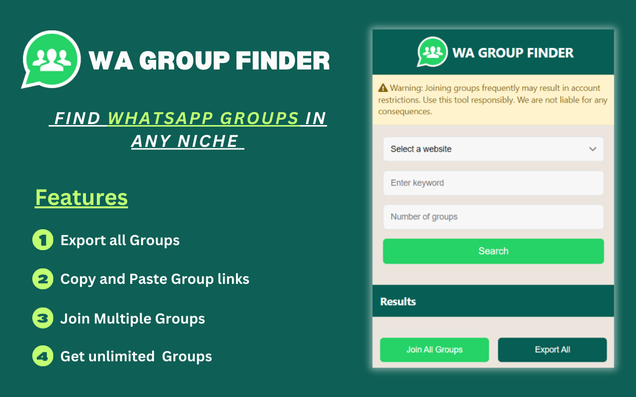 Média Finder de groupe WA - Trouver des groupes WhatsApp, - Chrome Web Store 2