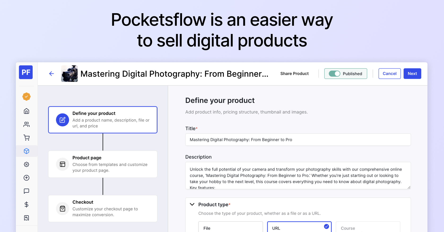 startuptile Pocketsflow-A simple to use platform to sell digital products online