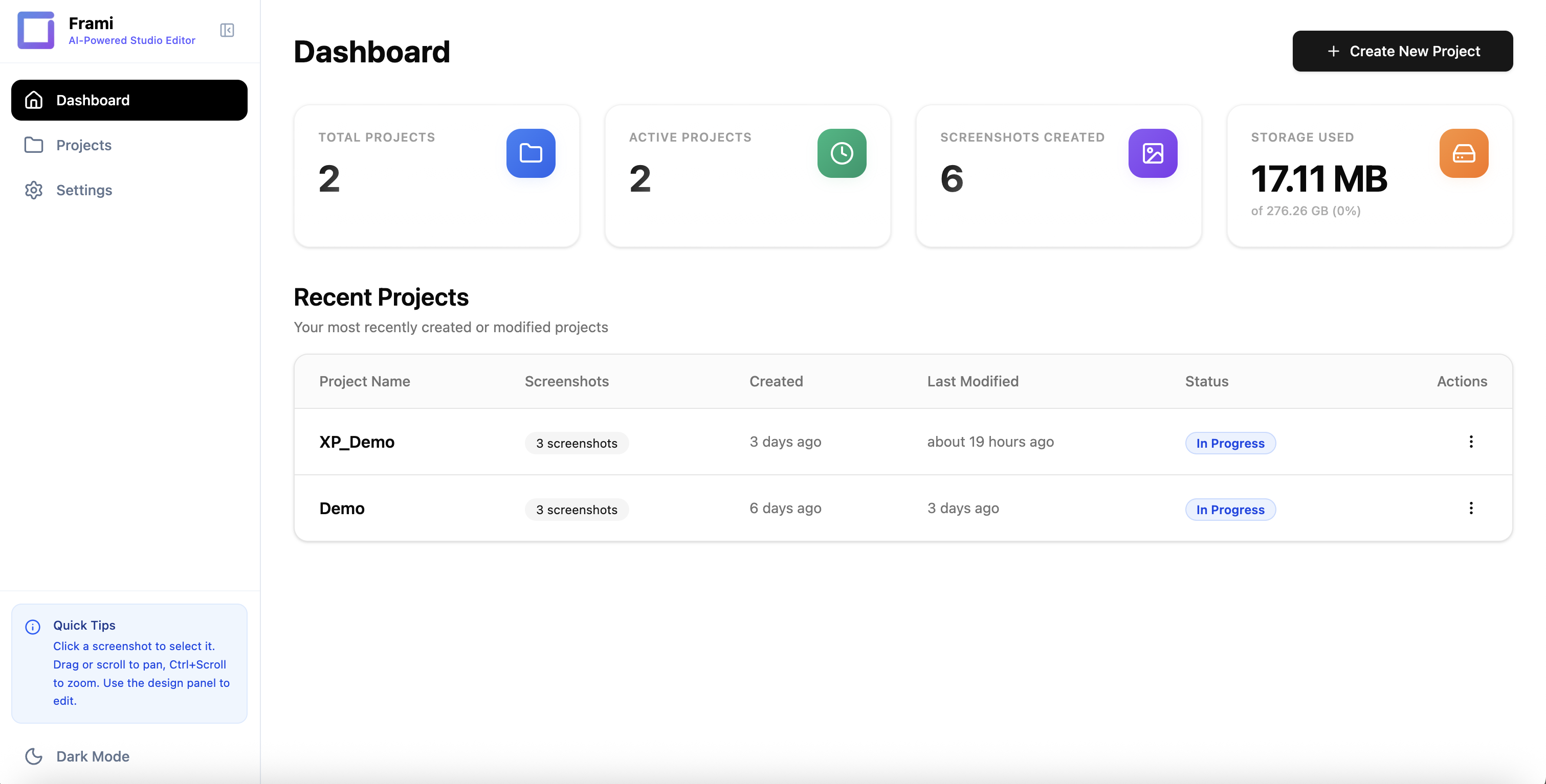 Frami - Screenshot 2 showing product features and functionality