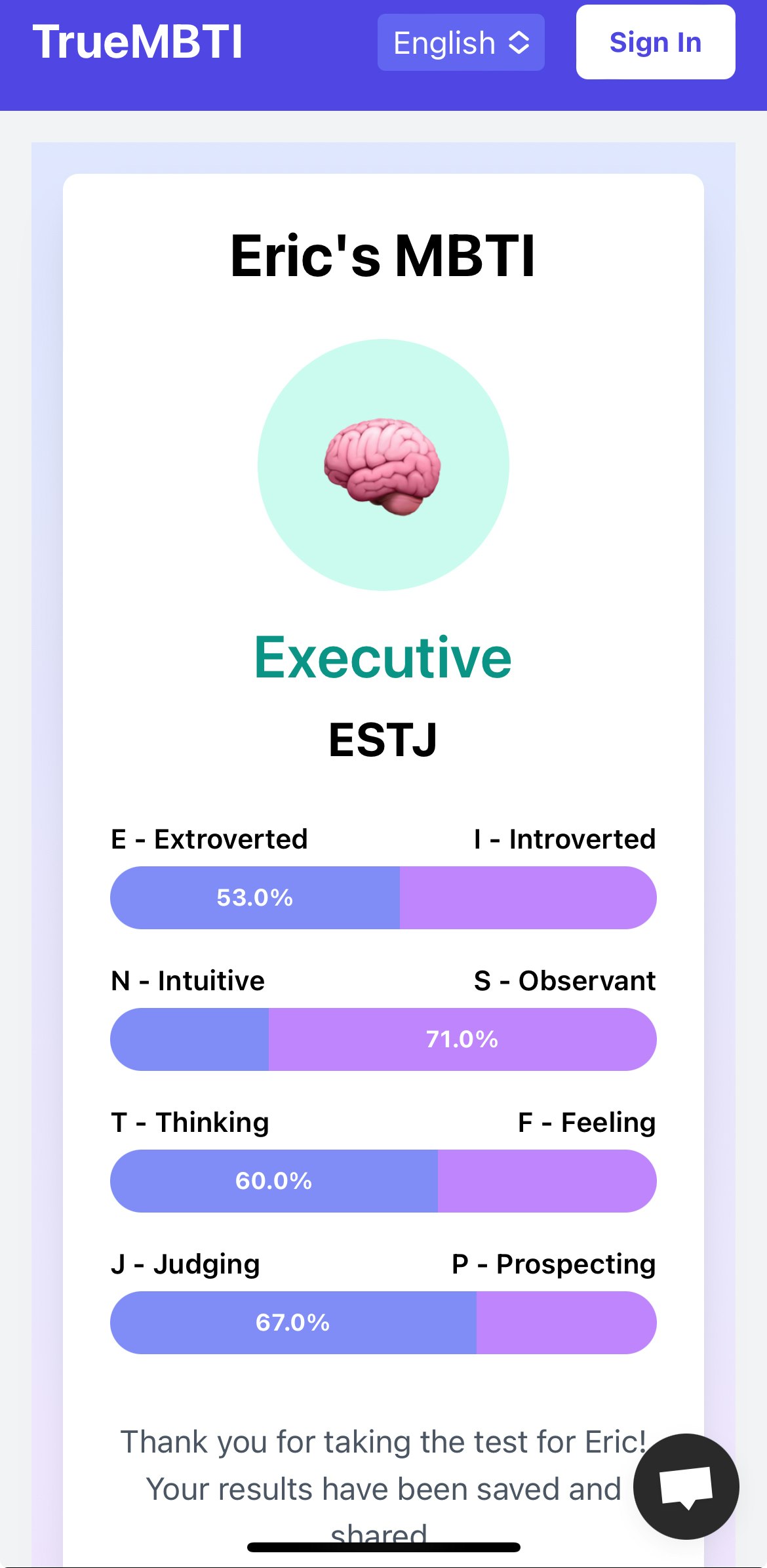True MBTI gallery image