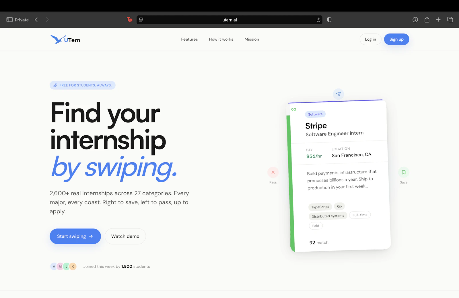 UTern — Swipe for Internships screenshot 5