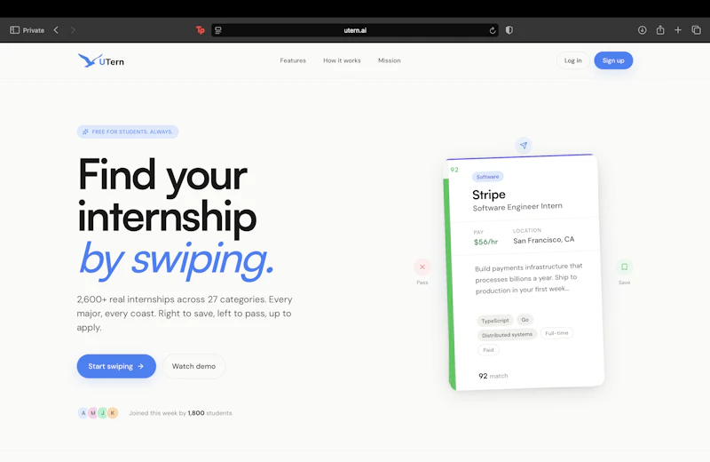 UTern — Swipe for Internships screenshot 5