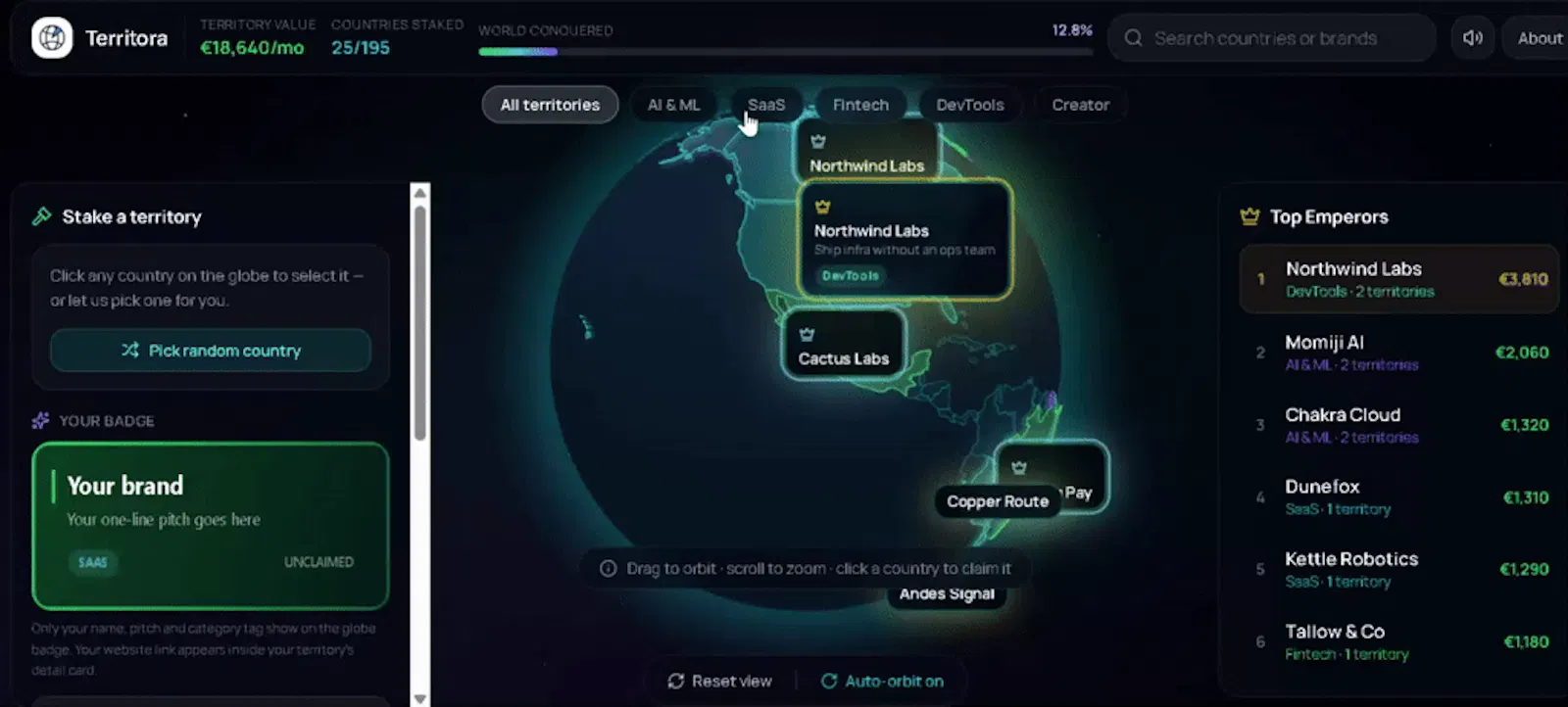Territora —Live territory conquest globe screenshot 1 (video preview)