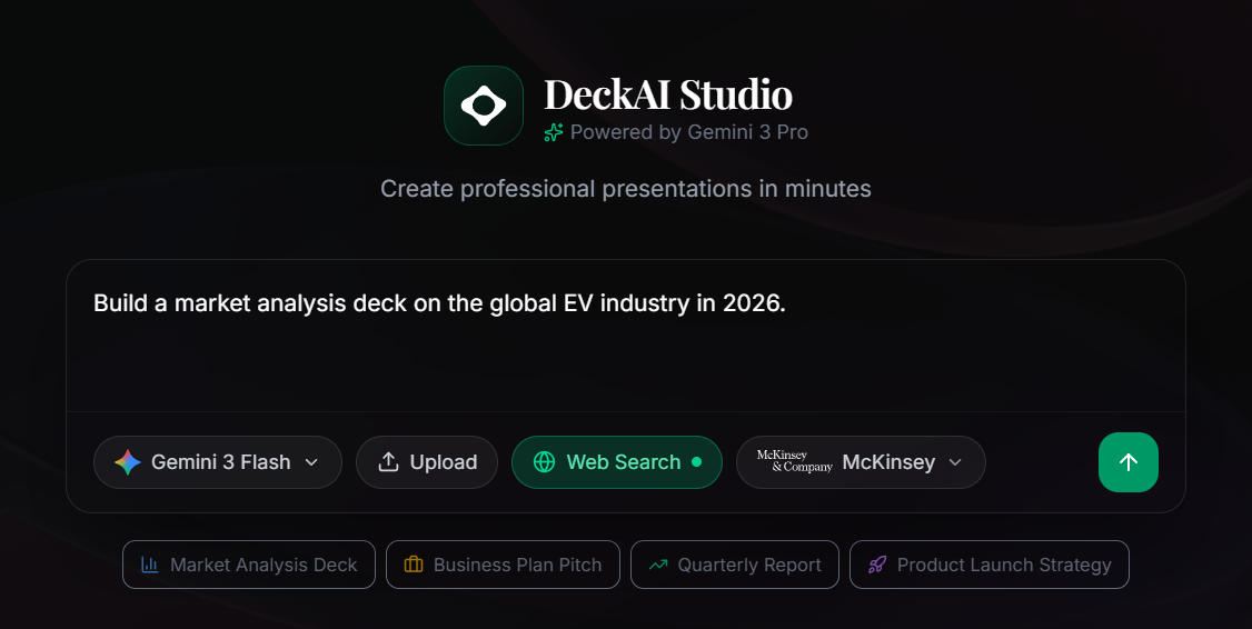 DeckAI - Main product screenshot demonstrating key features and user interface