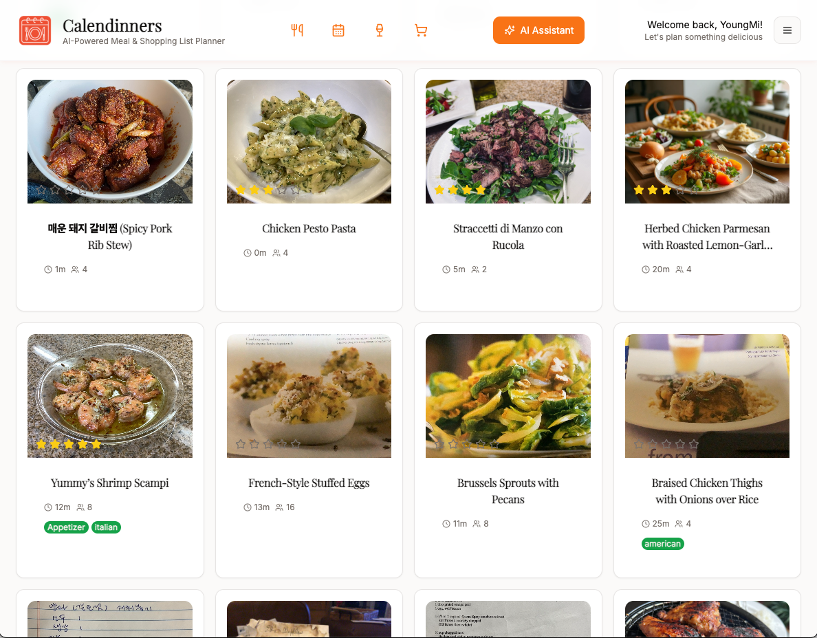 Média Calendins: Planification des repas de l'IA - Importez des recettes, planifiez des repas, créez des listes de courses, avec l'IA. 3