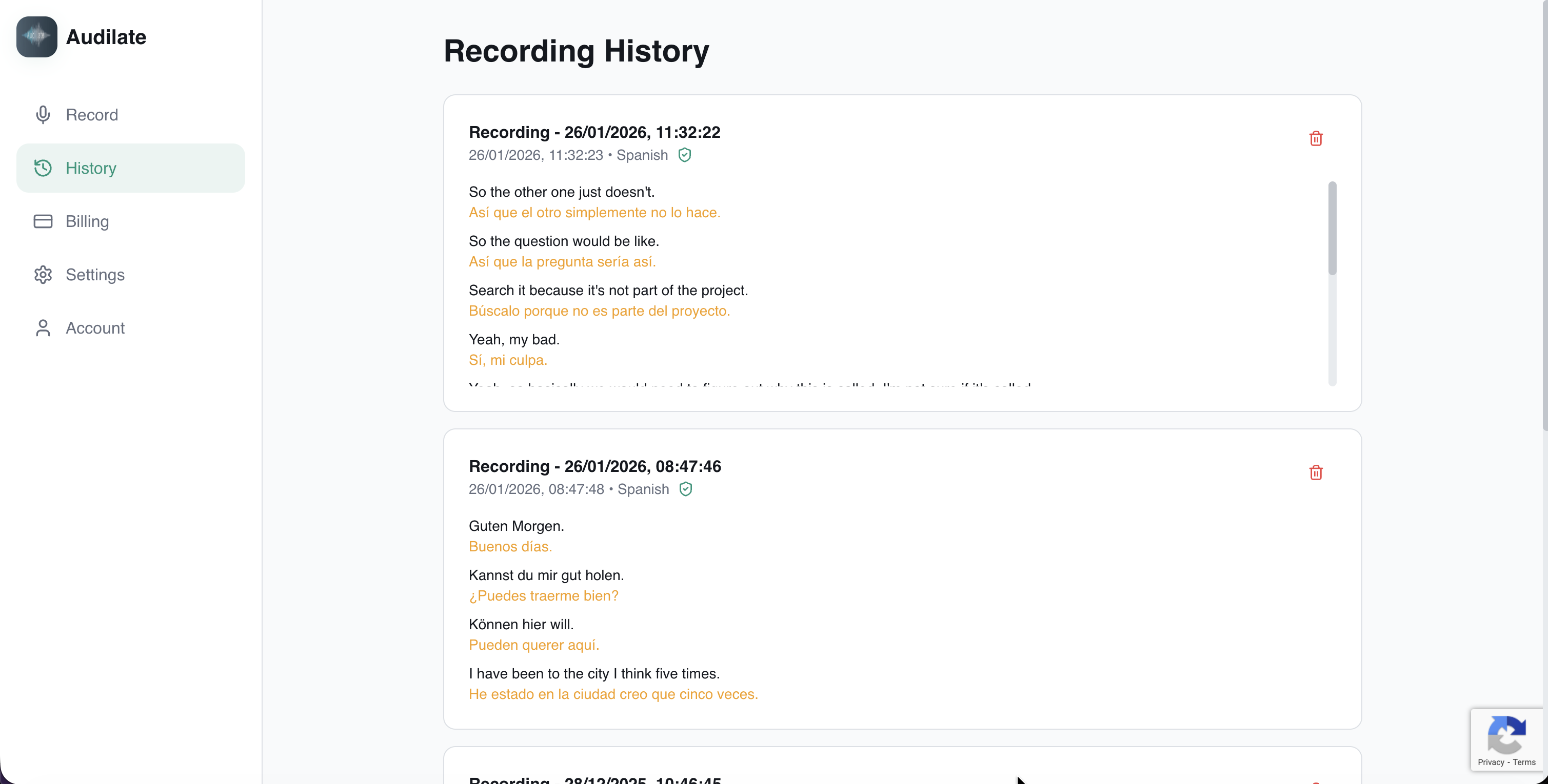 Audilate first launch - Screenshot 3 showing product features and functionality