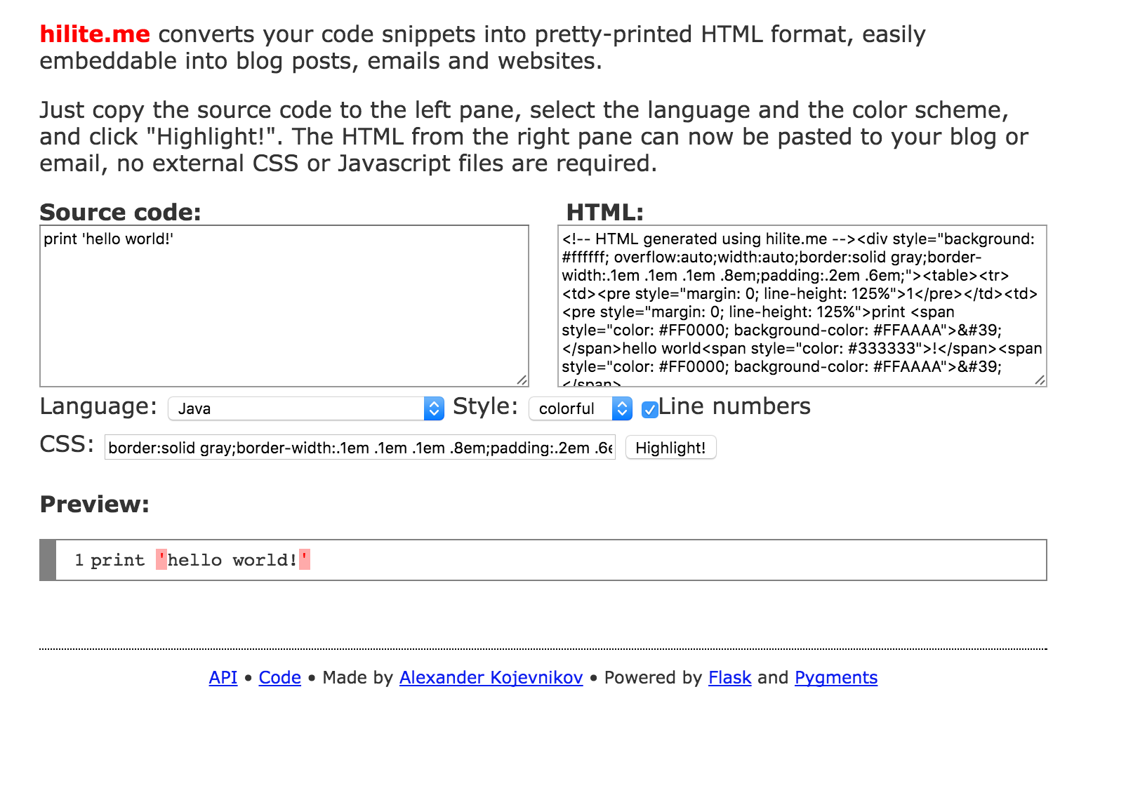 hilite.me gallery image