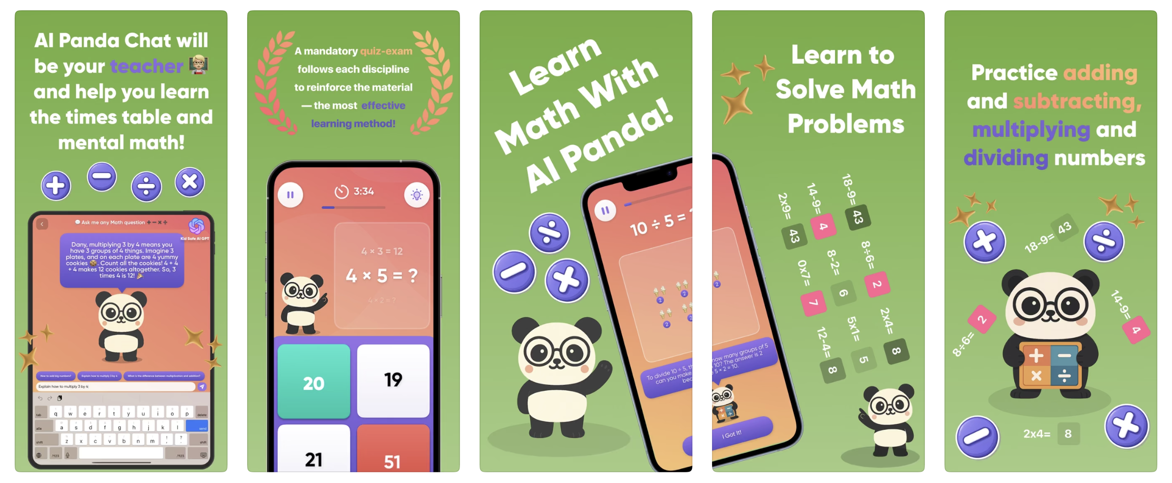 Math Panda- 아이들을위한 학습 게임 - 어린이와 성인을위한 재미 있고 안전한 AI 기반 수학 퀴즈 앱 미디어 1