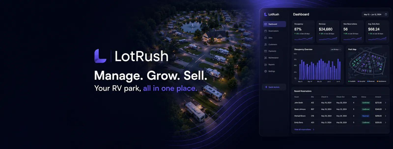 LotRush — RV Park Management Software screenshot 1