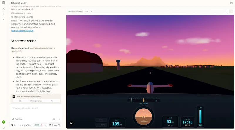 Arena Agent Mode with GitHub screenshot 4