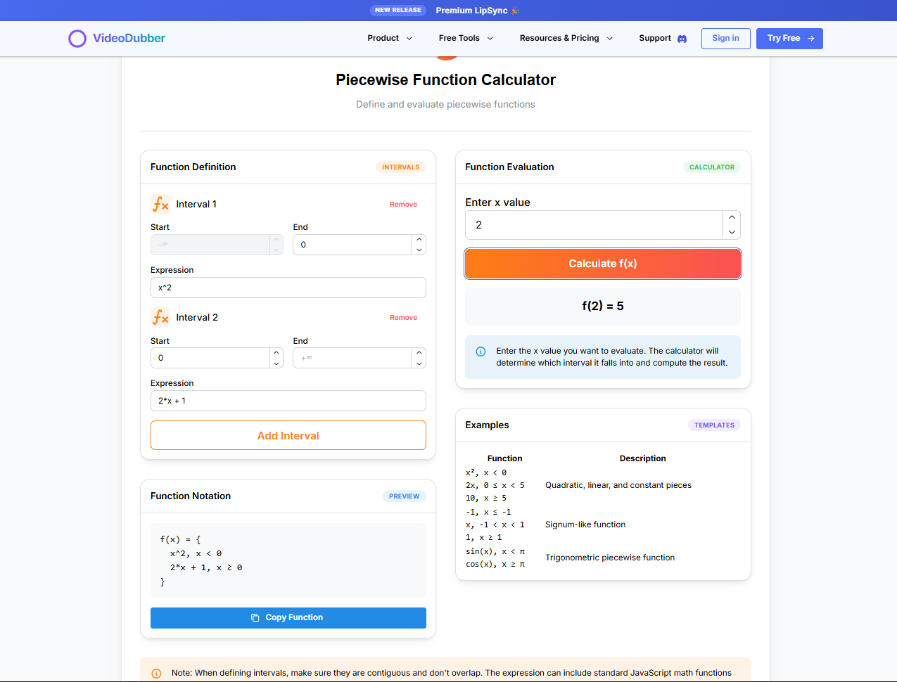 Média Calculatrice de fonctions par morceaux - Définir et évaluer les fonctions par morceaux 2