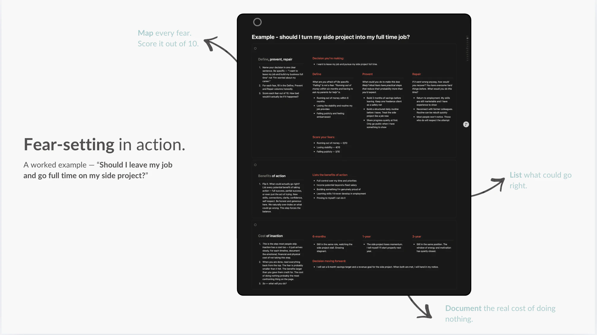 Fear-Setting (a Tim Ferriss exercise) screenshot 2