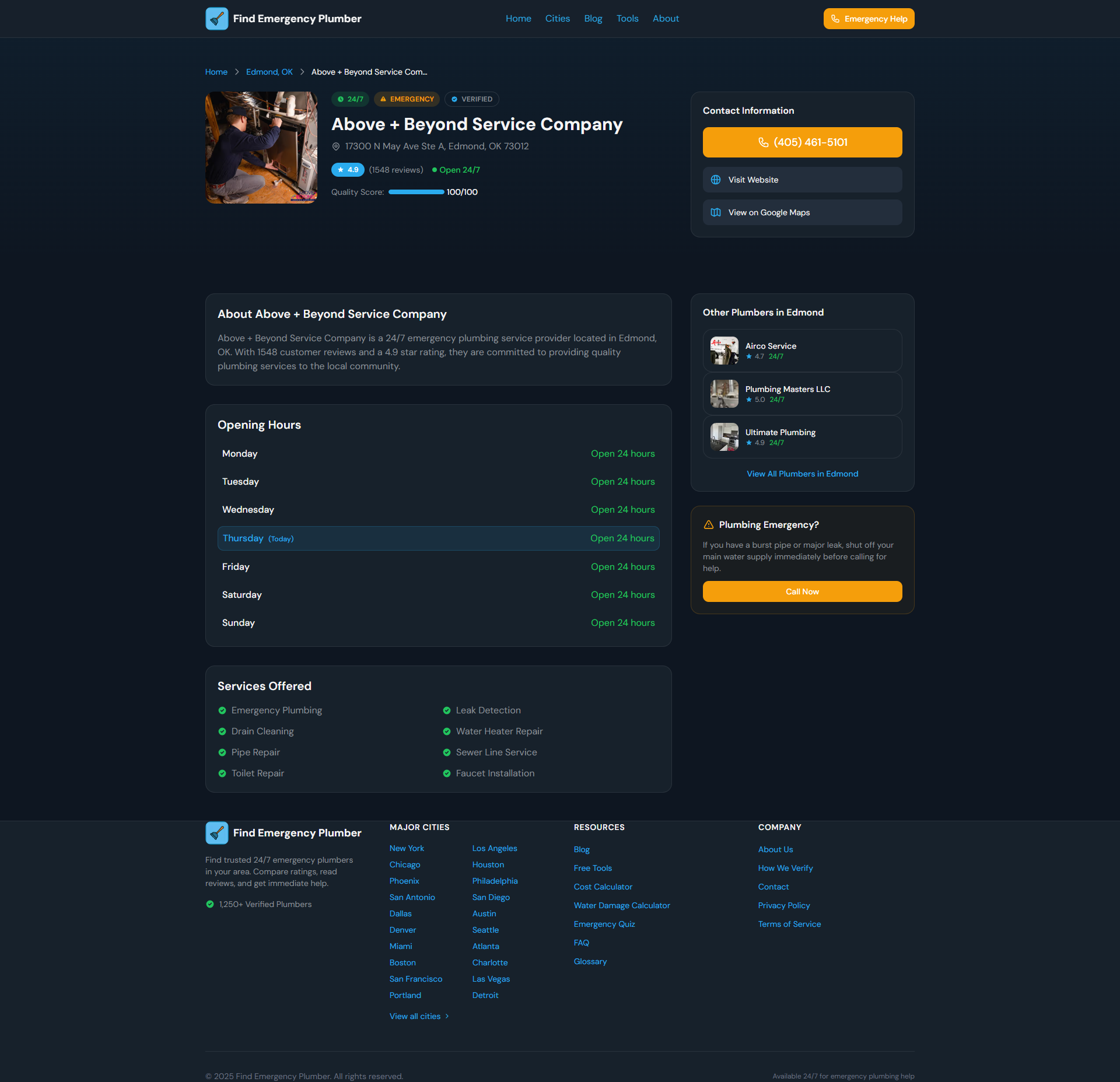 Find Emergency Plumber - Main product screenshot demonstrating key features and user interface