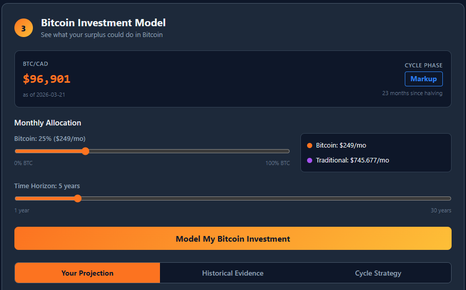 Savings/Bitcoin Dollar Cost Average Calc gallery image