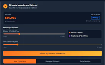 Savings/Bitcoin Dollar Cost Average Calc gallery image