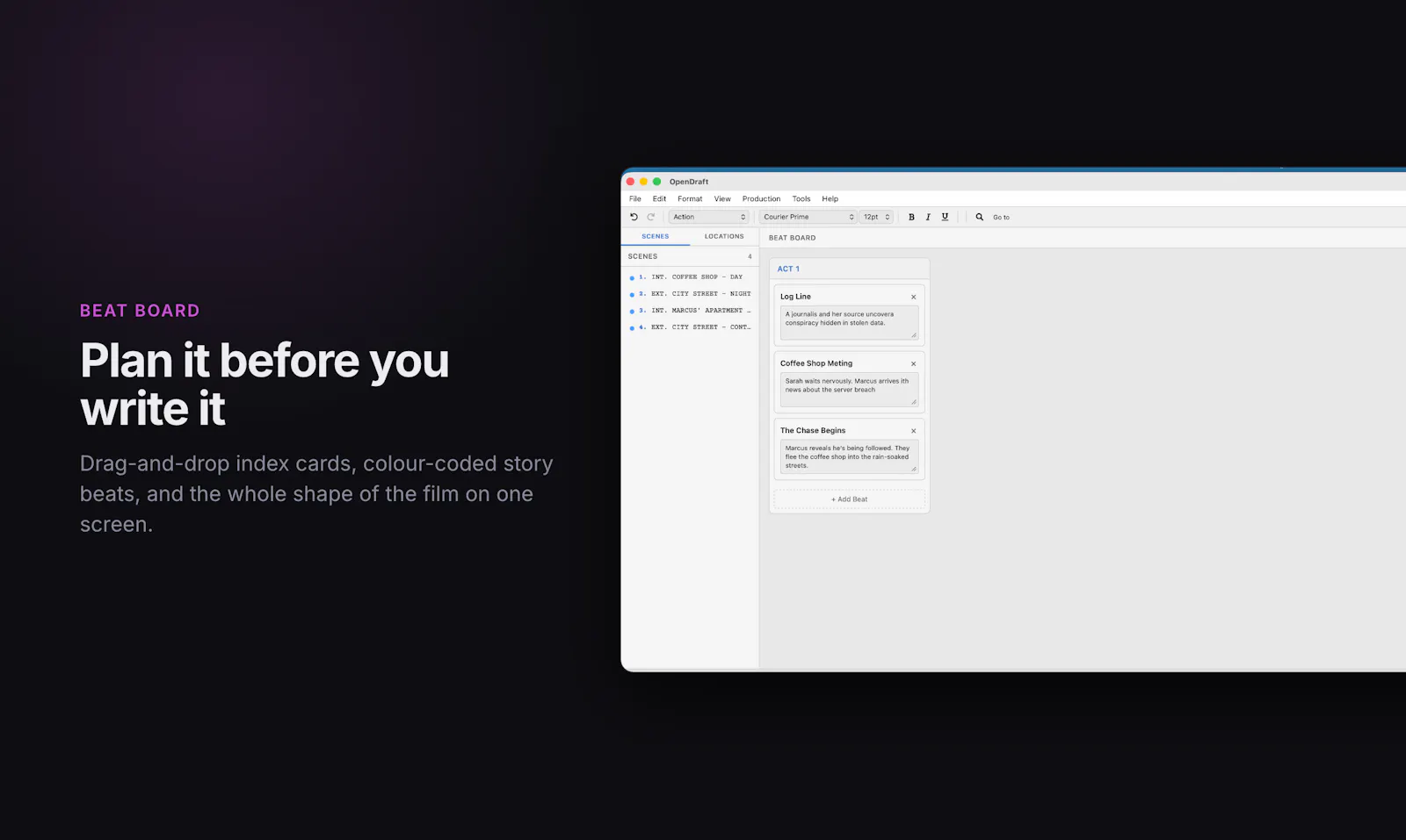 OpenDraft — Free Screenwriting Software screenshot 4