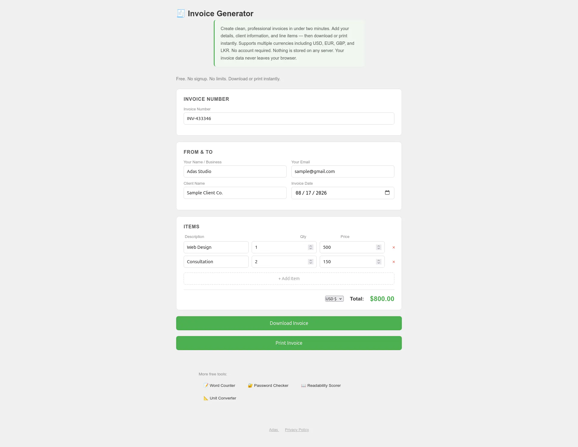 Invoice Generator by Adas gallery image