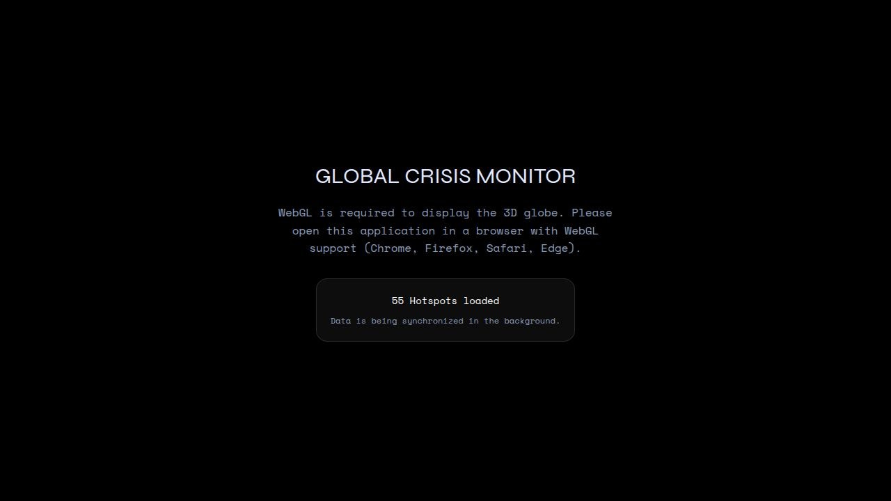 Global Crisis Monitor - Main product screenshot demonstrating key features and user interface