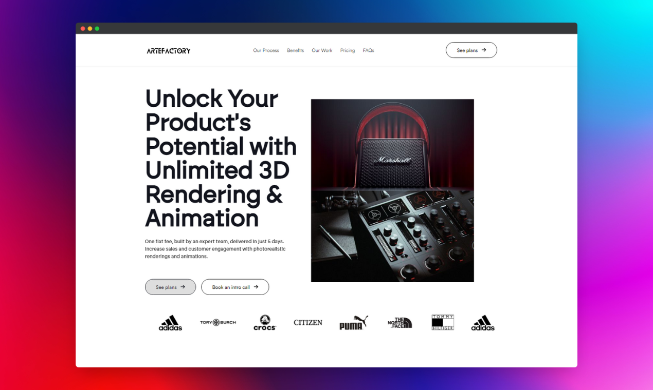 startuptile Artefactory-Endless 3D visuals: unlimited requests limitless revisions